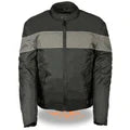 Men's Black/Grey Textile Moto Jacket with Grey Reflective Striping